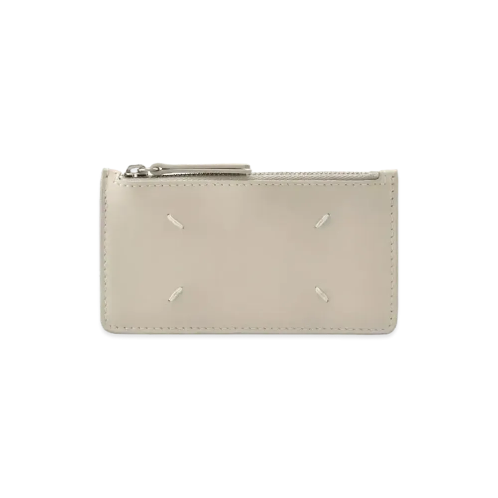 Maison Margiela Soft Semi Glossy Leather Zipped Card Holder "Ivory"