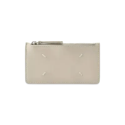 Maison Margiela Soft Semi Glossy Leather Zipped Card Holder "Ivory"