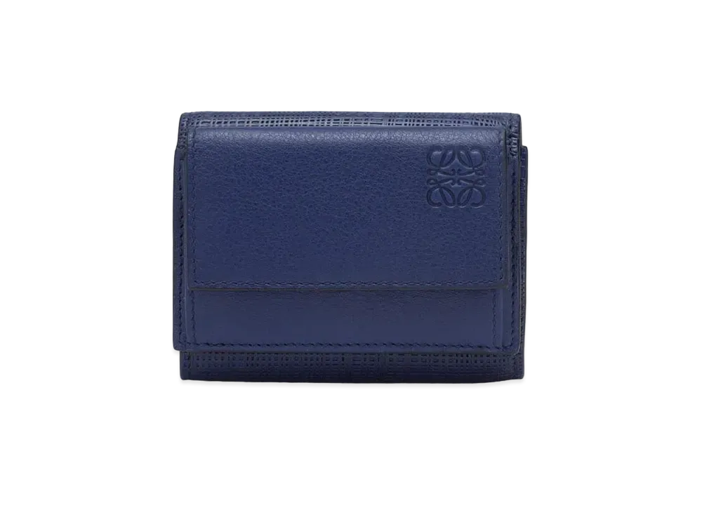 LOEWE Trifold Wallet In Calfskin "Navy Blue"