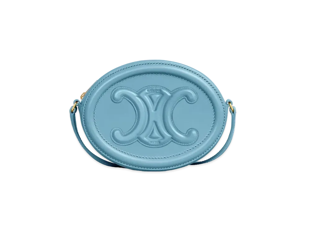 CELINE Crossbody Oval Purse Cuir Triomphe In Smooth Calfskin "Denim"