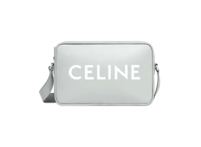 CELINE Medium Messenger Bag In Smooth Calfskin With Celine Print "Pale Grey"