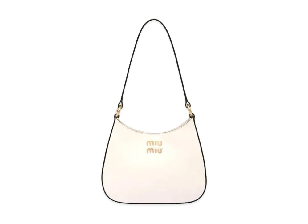 MIU MIU Madras Leather Shoulder Bag "White"