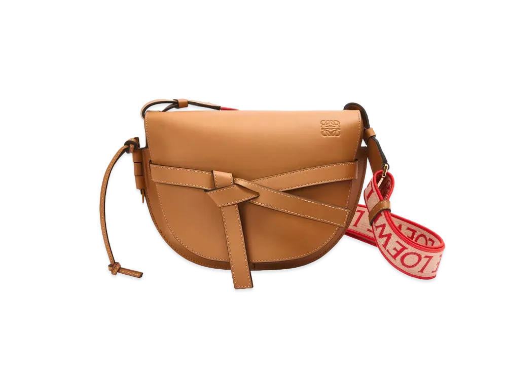 LOEWE Small Gate Bag In Soft Calfskin And Jacquard "Warm Desert"