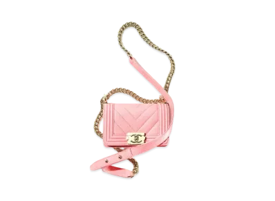 CHANEL Boy Chanel Mini Hand Bag Grained Calfskin "Coral Pink"
