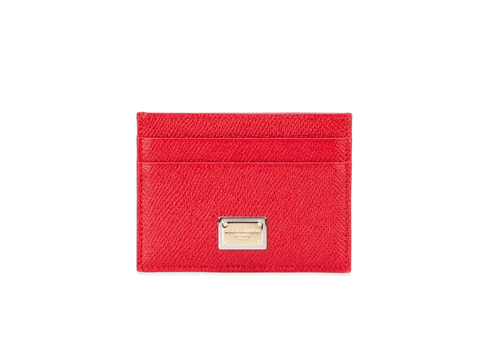 Dolce&Gabbana Credit Card Holder Dauphine Calfskin Plate "Red"