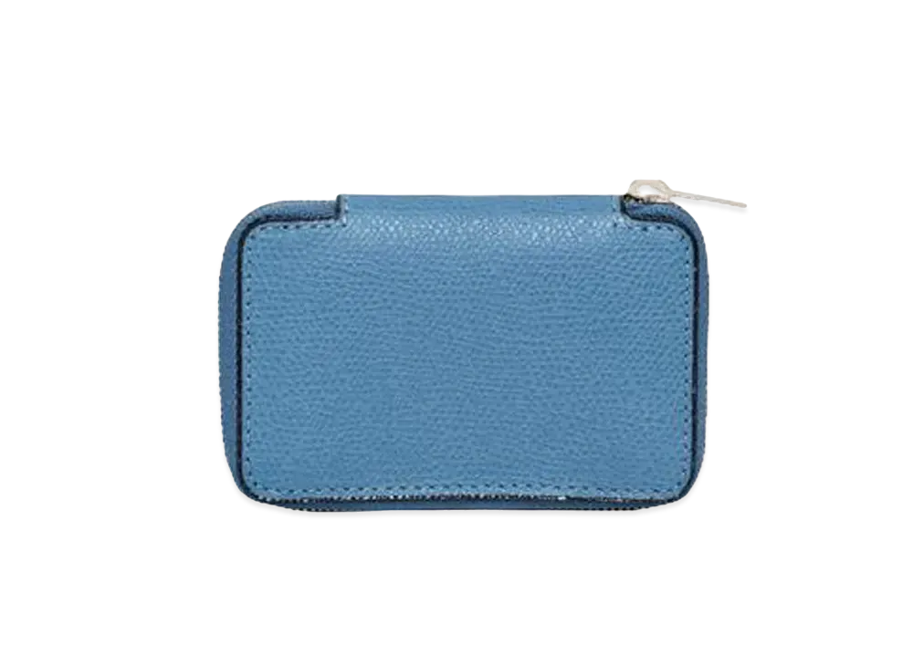 Valextra Round Zip Mini Wallet "Cobalt Blue"