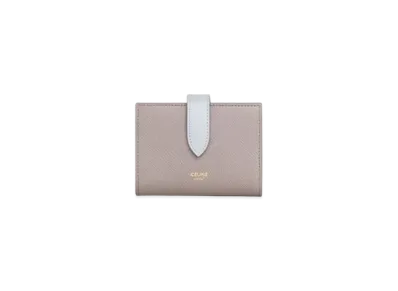 CELINE Fine Strap Wallet In Bicolour Grained Calfskin "Pebble/Mineral"