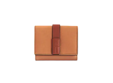 LOEWE Trifold Wallet In Soft Grained Calfskin "Light Caramel / Pecan"
