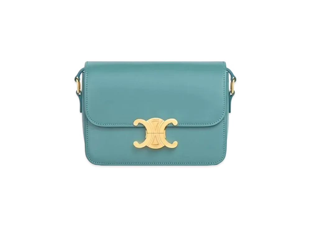 CELINE Teen Triomphe Bag in Shiny Calfskin "Green Smok"