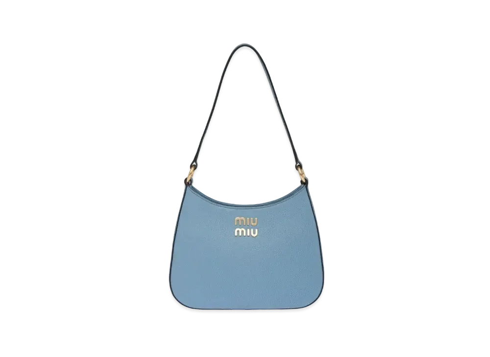 MIU MIU Madras Leather Shoulder Bag "Astral Blue"