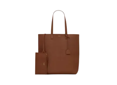 SAINT LAURENT Bold Shopping Bag In Grained Leather "Toast Brown"