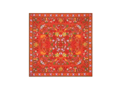 Tory Burch Double-Sided Silk Neckerchief "Red/Yellow"