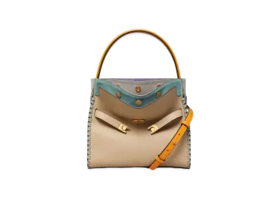 TORY BURCH Lee Radziwill Wipp Stitch Small Double Bag "Clay"