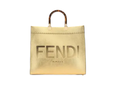 FENDI Fendi Sunshine Medium Laminate Leather Shopper "Gold"