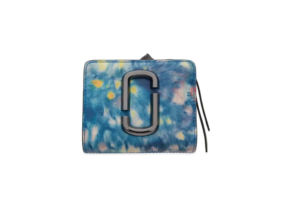MARC JACOBS The Snapshot Watercolor Compact Wallet "Blue Multi"