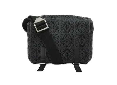 LOEWE Xs Military Messenger Bag In Anagram Jacquard And Calfskin "Anthracite / Black"