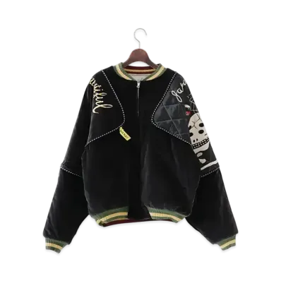 KAPITAL Velveteen Sham Rain Skull and Snake Bomber Jacket "Black"