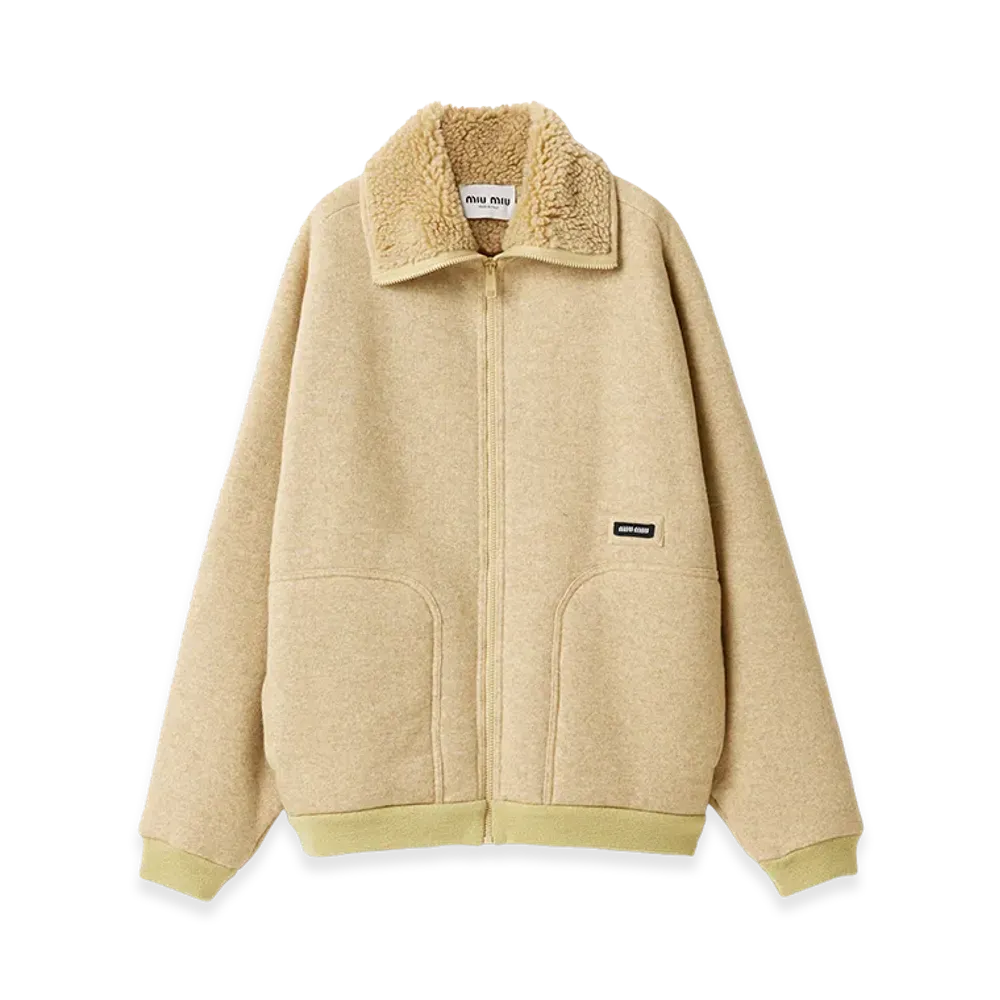 MIU MIU Women's Cotton Fleece Zipper Blouson Jacket "Soy Green"