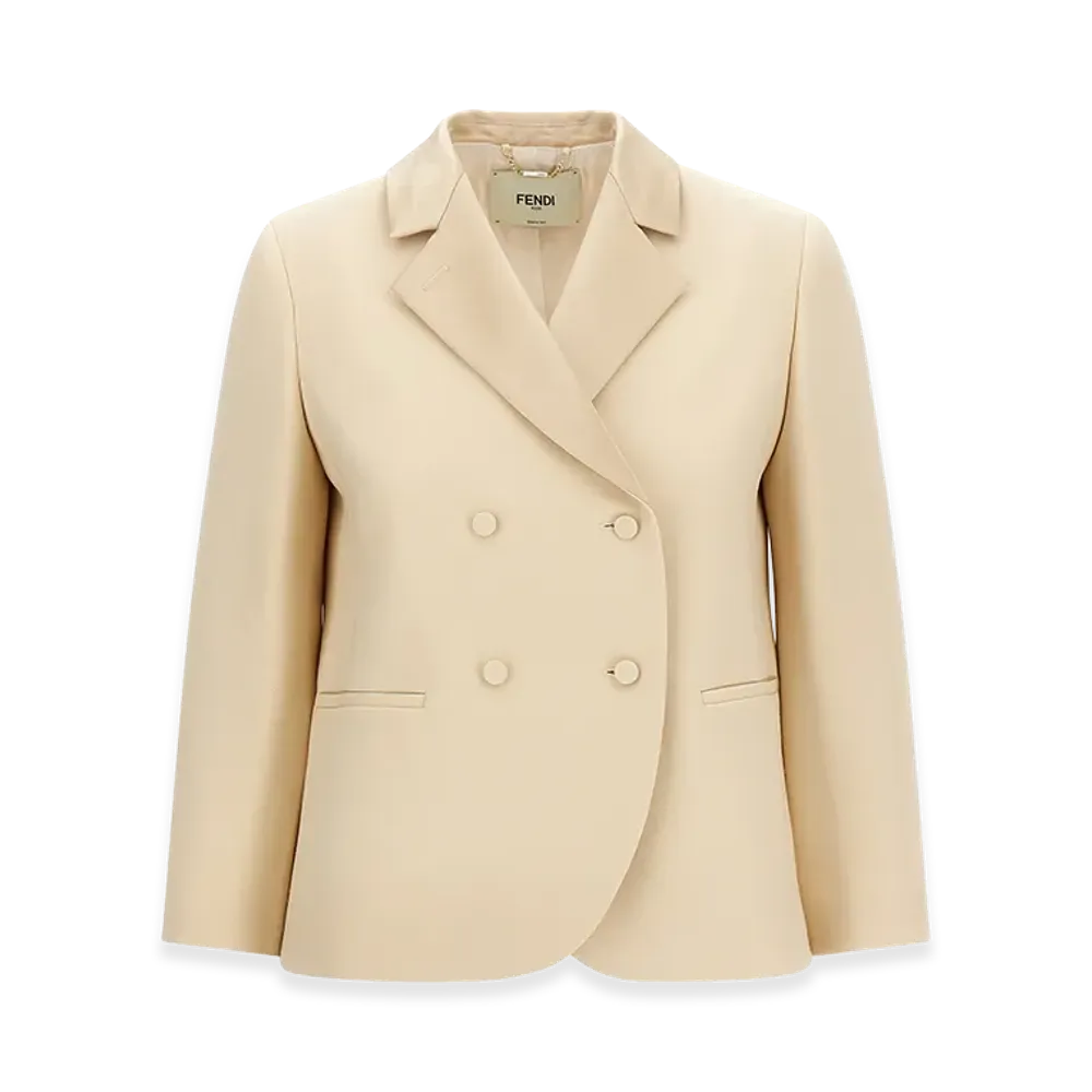 FENDI Women's Double Breasted Wool Blazer "Beige"