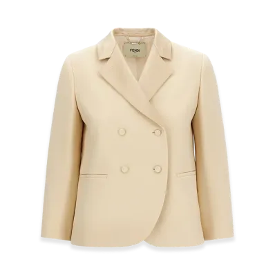 FENDI Women's Double Breasted Wool Blazer "Beige"