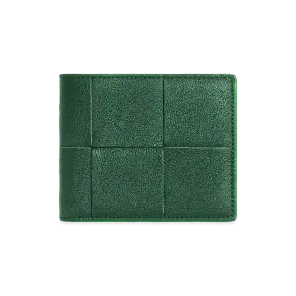 Bottega Veneta Casette Maxi Intrecciato Calfskin Bi-fold Wallet "Rain Tree/Parakeet"