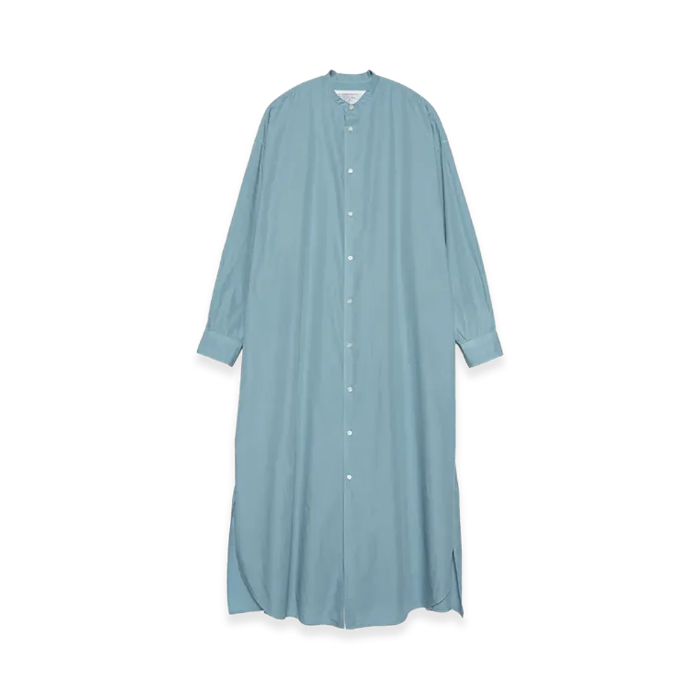 Graphpaper minus Botanical Dyed Broad Oversized Band Collar Dress "Sax"