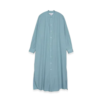 Graphpaper minus Botanical Dyed Broad Oversized Band Collar Dress "Sax"