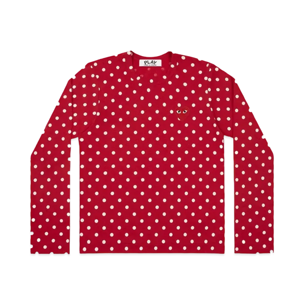 PLAY COMME des GARCONS Unisex Dots Long Sleeve T-Shirt AX-T166-051 "Red/White"