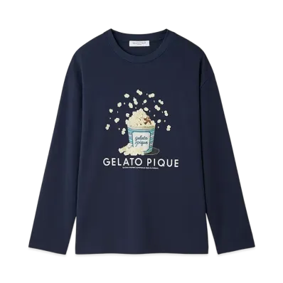GELATO PIQUE Homme Inlay Popcorn Print Long T-Shirt "Navy"