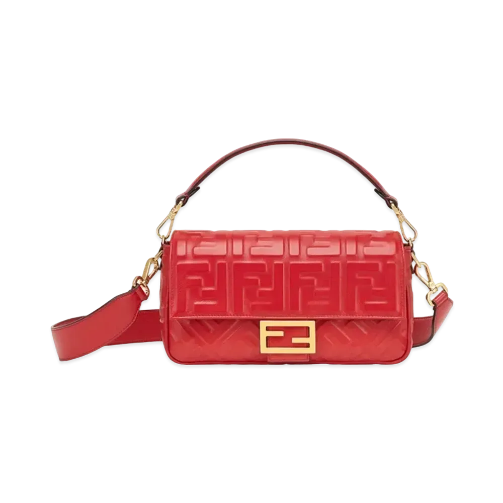 FENDI Baguette Nappa Leather Bag "Red"