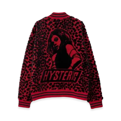 HYSTERIC GLAMOUR Vixen Girl Cheetah Pattern Jacquard Jumper "Red"