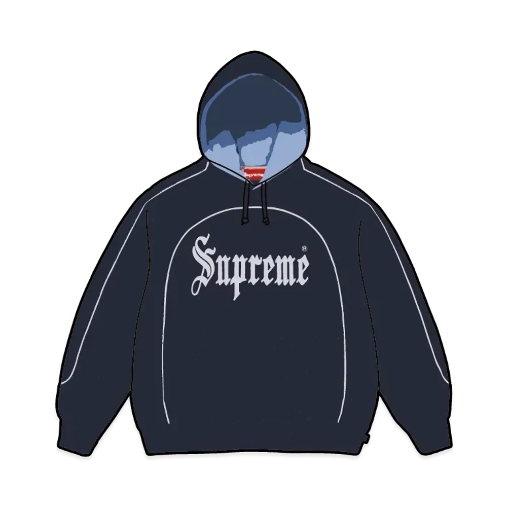 Supreme Curve Piping Hooded Sweatshirt "Navy"