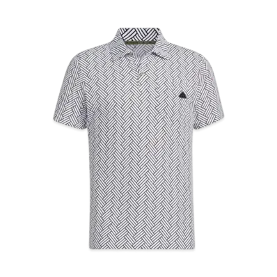 adidas Wood Tile Pattern Print Short Sleeve Polo Shirt "White"