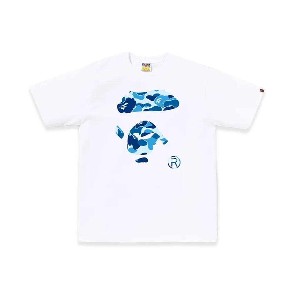 A BATHING APE ABC Camo Ape Face Tee "White/Blue"