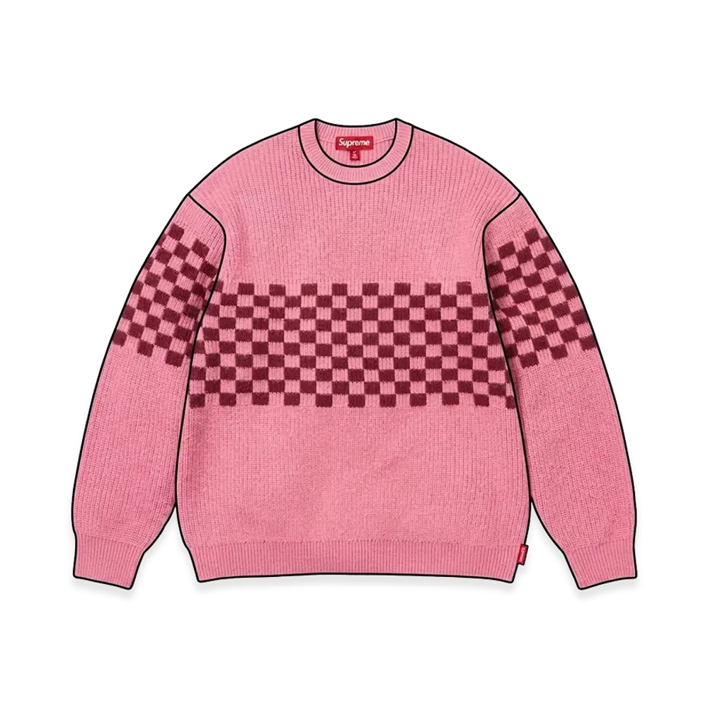 Supreme Checkerboard Pilled Sweater "Pink"