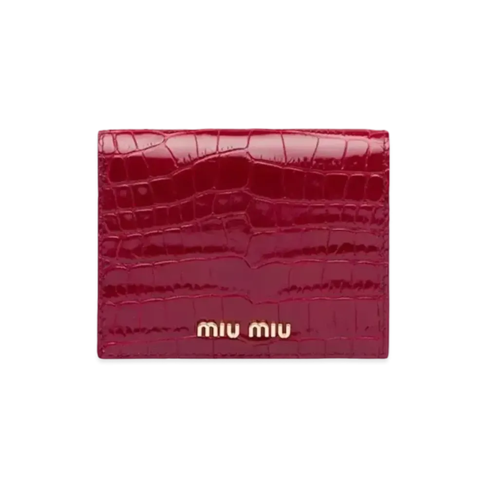 MIU MIU Crocodile Printed Leather Wallet "Red"