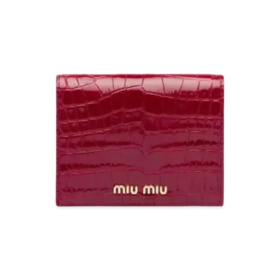 MIU MIU Crocodile Printed Leather Wallet "Red"