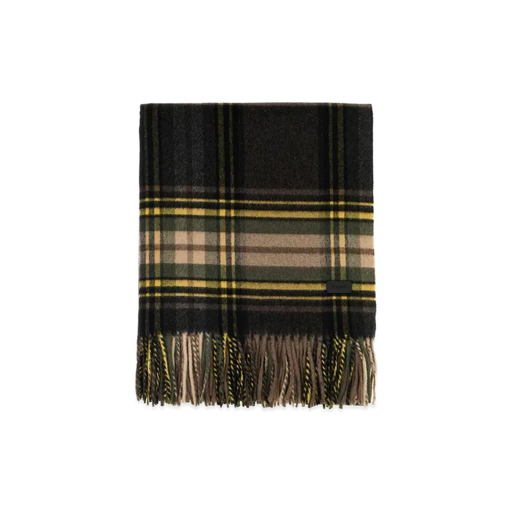 Saint Laurent Women's Embroidered Cashmere Blend Scarf "Checked"