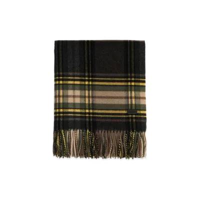 Saint Laurent Women's Embroidered Cashmere Blend Scarf "Checked"