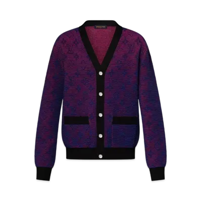 Louis Vuitton Men's Optical Monogram Jacquard Cardigan "Multicolore"