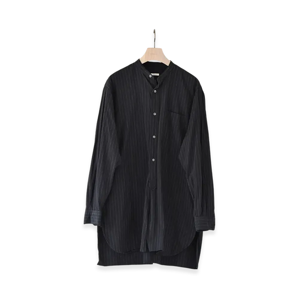 COMOLI Band Collar Shirt "Black"