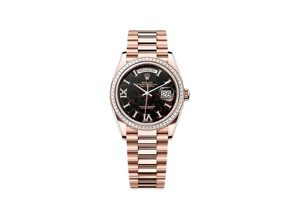 ROLEX Day-Date 36mm Everose Gold Diamond 128395TBR "Eisenkiesel"
