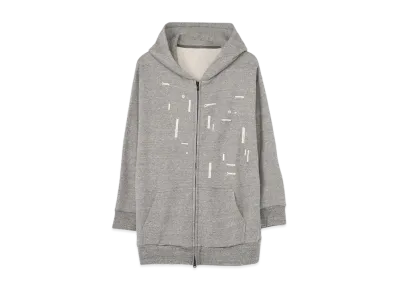 Yohji Yamamoto Y's FLEECE BUTTON HOLE FOAM PRINT LONG HOODIE "Gray"