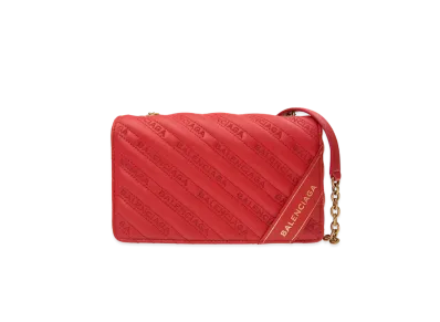 BALENCIAGA Leather Shoulder Bag "Red"