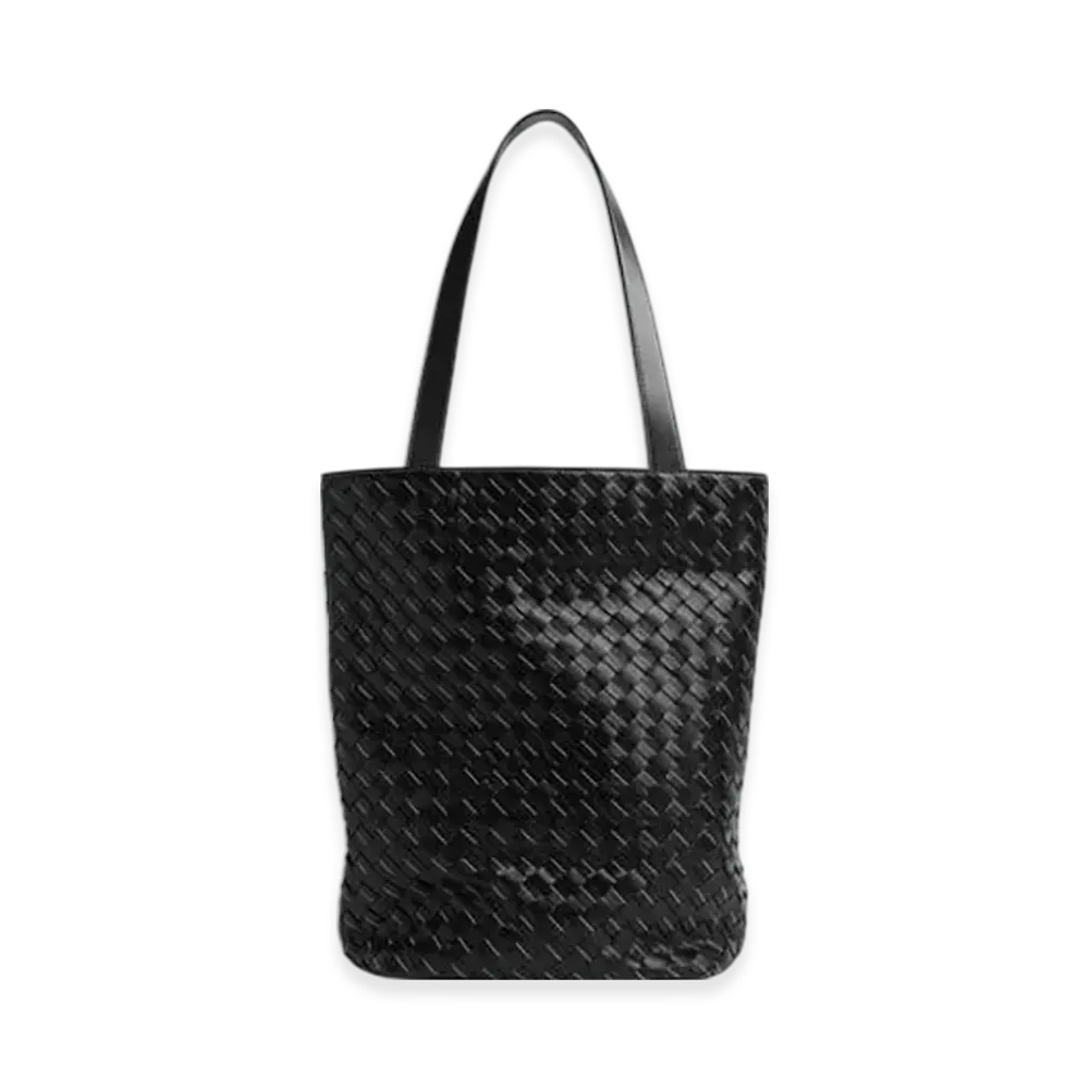 Bottega Veneta Small Intrecciato North-South Tote "Black/Natural"