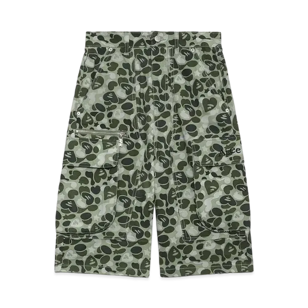 A BATHING APE Knee Length Cargo Shorts "Green"