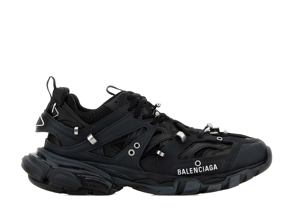 BALENCIAGA Women's Rubber And Fabric Track Piercieng Sneakers "Black"