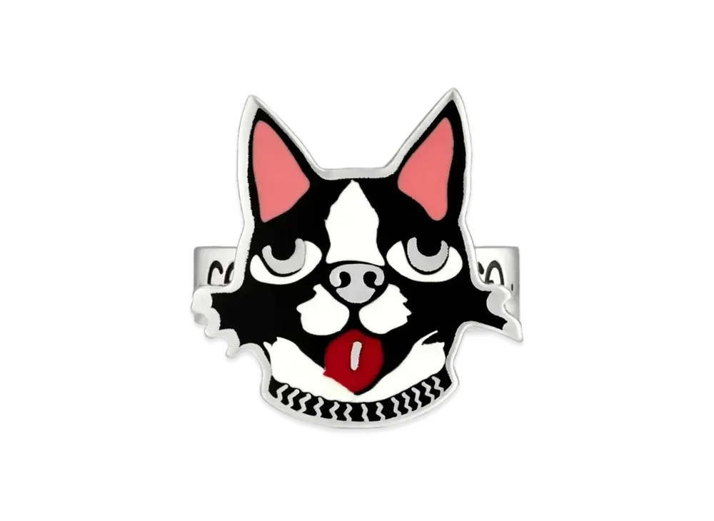 GUCCI Boston Terrier Bosco Silver Ring "Silver"