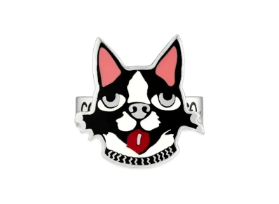 GUCCI Boston Terrier Bosco Silver Ring "Silver"