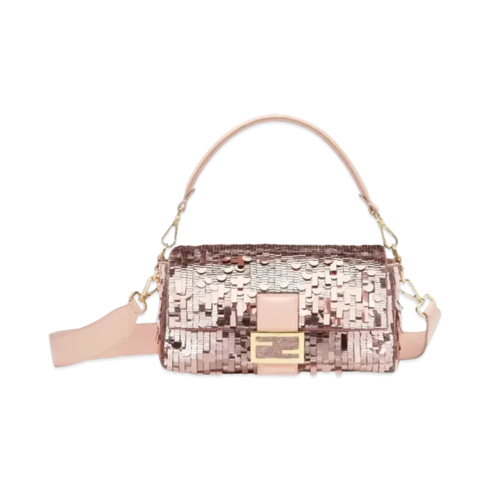 FENDI Baguette Sequin and Leather Bag "Pink"